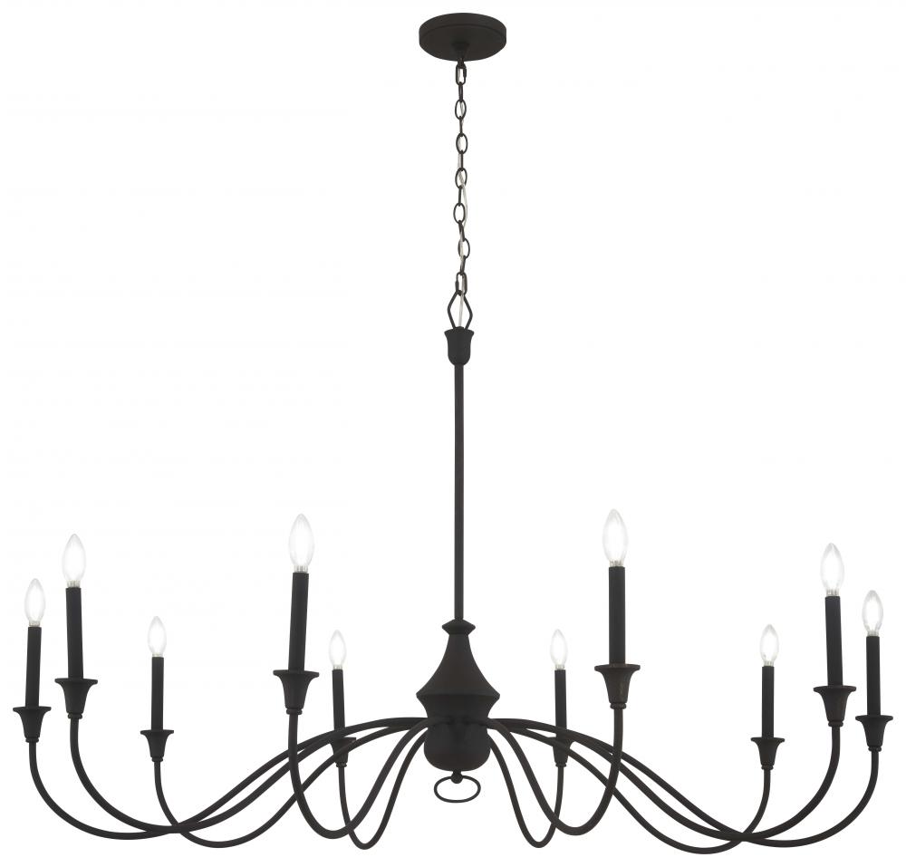 Halifax County - 10 Light, Chandelier Fixture in Metal
