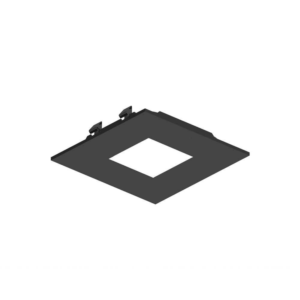 3" Apollo Square Flanged Pinhole Trim with Clear Lens, Black Finish