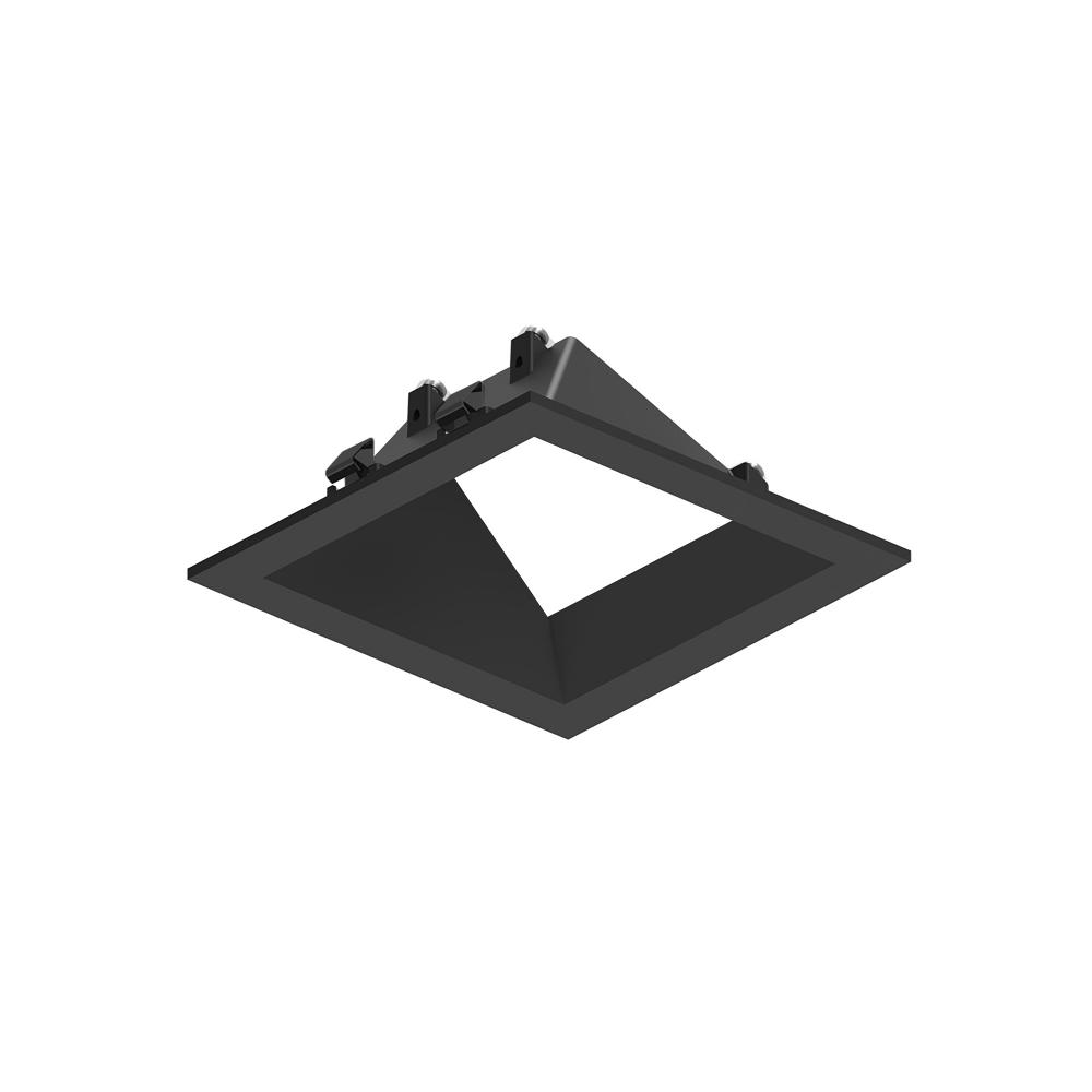 3" Apollo Square Flanged Wall Wash Trim, Black Finish