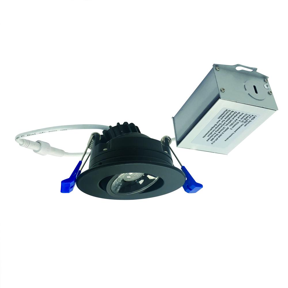 2" M2 Round LED Adjustable Gimbal, 400lm / 6W, 3000K, 120V, Matte Black