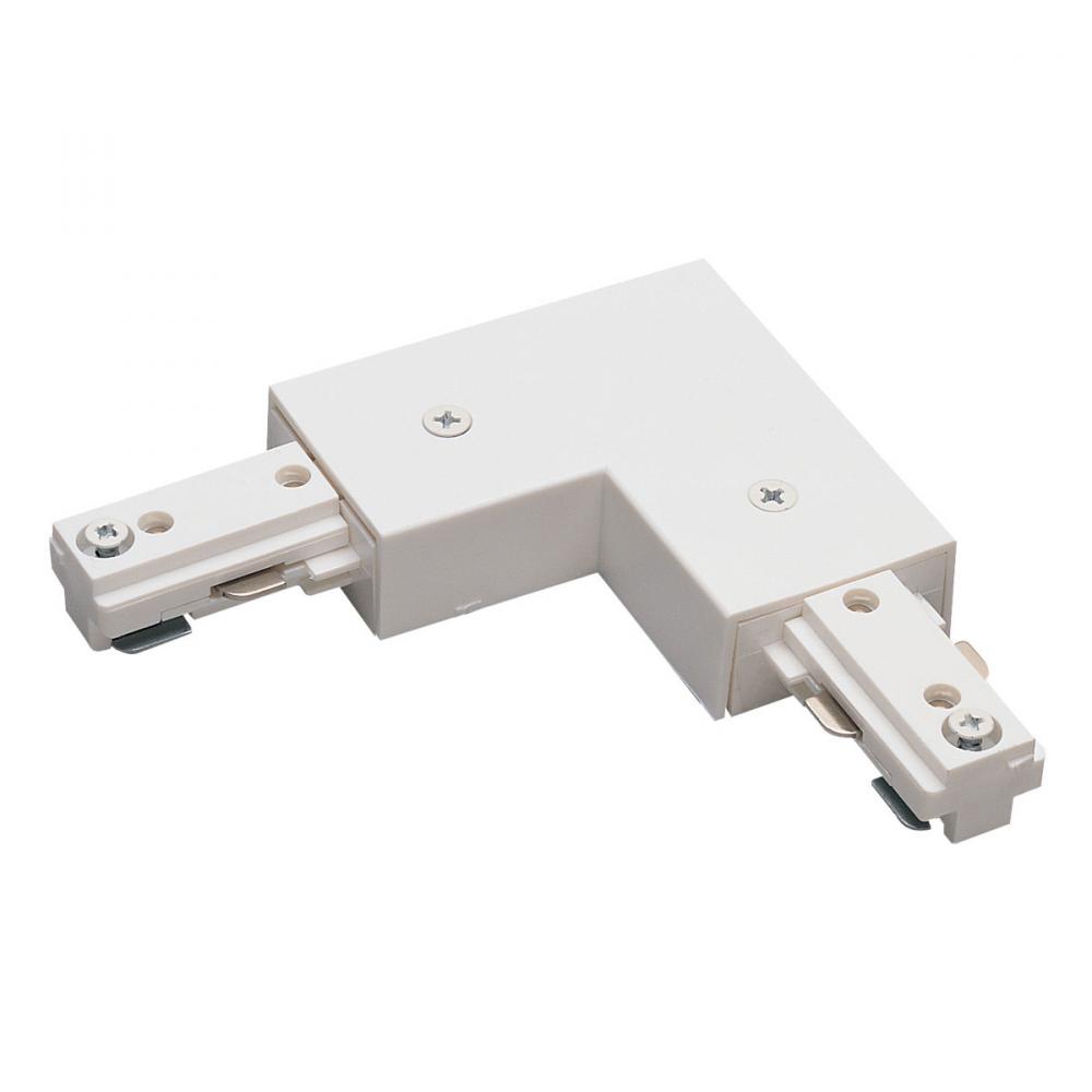 L-Connector for Two-Circuit Track (Left or Right Polarity), White Finish