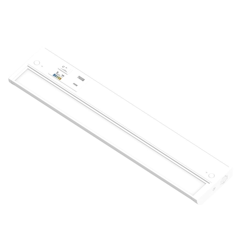 16" 120V Adjustable LEDUR Under Cabinet with Selectable CCT & USB Ports, Matte Powder White