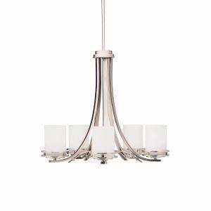 Hendrik 21.5" 5 Light Chandelier with Satin Etched Cased Opal Glass Brushed Nickel