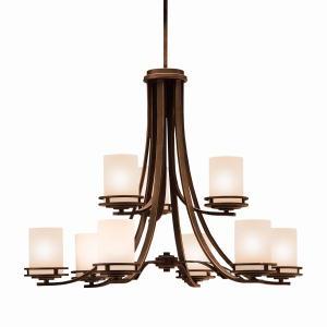 Hendrik 25.75" 9 Light Chandelier with Light Umber Etched Glass Olde Bronze