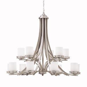 Hendrik 15 36" Light Chandelier with Satin Etched Cased Opal Glass Brushed Nickel