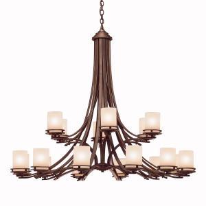 Hendrik 41.5" 18 Light 2 Tier Chandelier with Light Umber Etched Glass Olde Bronze