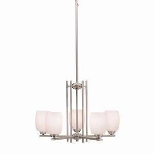 Eileen 16.5" 5 Light Chandelier with Satin Etched Cased Opal Glass in Brushed Nickel