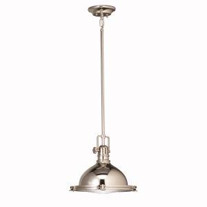 Hatteras Bay 11" 1 Light Pendant with Clear Fresnel Lens Polished Nickel