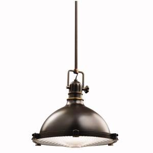 Hatteras Bay 12" 1 Light Pendant with Clear Fresnel Lens Olde Bronze