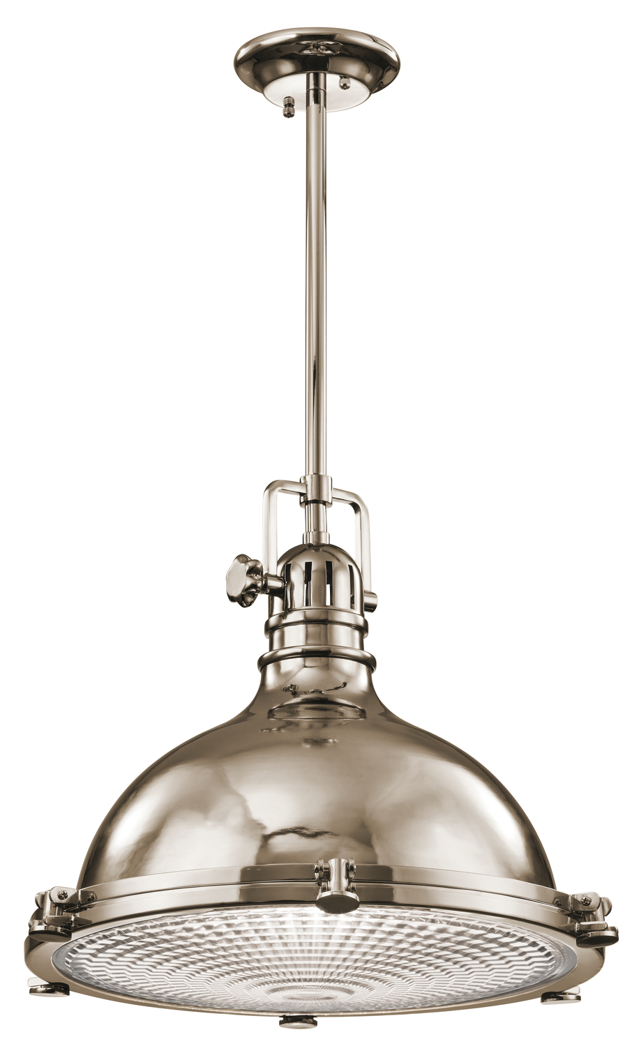 Hatteras Bay 16" 1 Light Pendant with Clear Fresnel Lens Polished Nickel