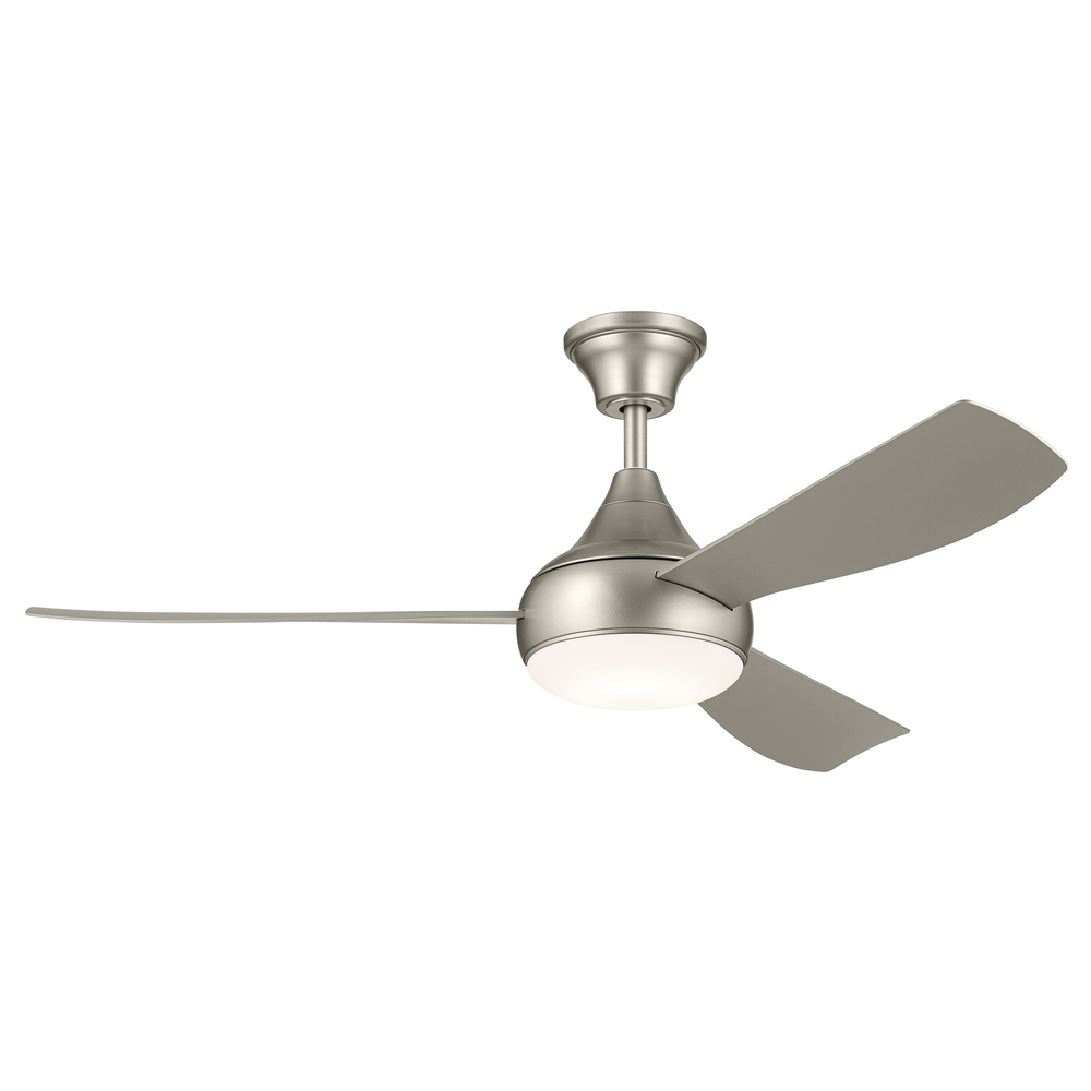 54 Inch Ample Ceiling Fan with Satin Etched Cased Opal Glass in Brushed Nickel with Silver Blades