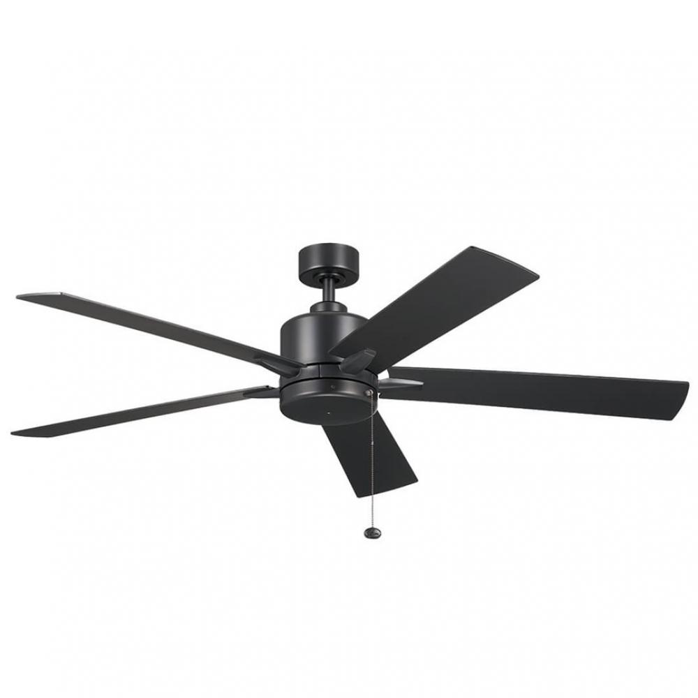 60 Inch Lucian II 5 Blade Indoor Ceiling Fan in Satin Black with Reversible Silver and Black Blades
