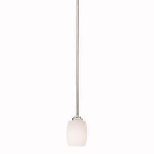 Eileen 8" 1 Light Mini Pendant with Satin Etched Cased Opal Glass in Brushed Nickel
