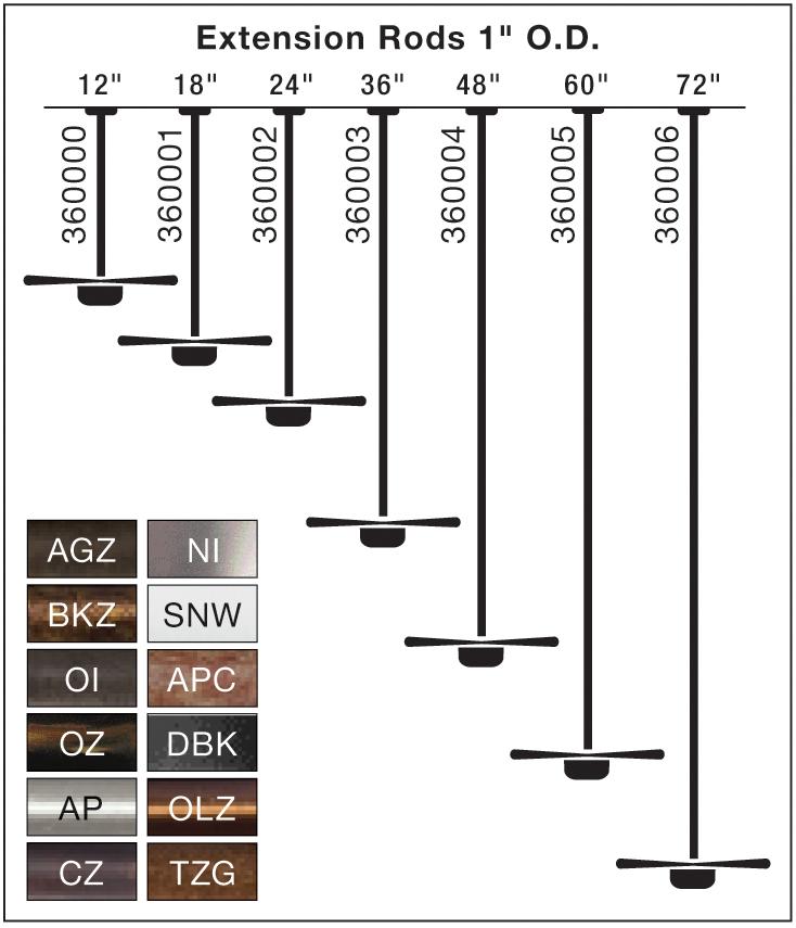 Dual Threaded 24" Downrod Brushed Nickel