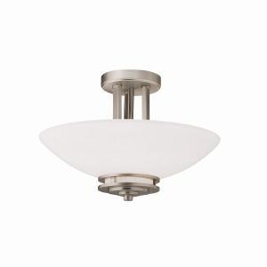Hendrik 15" 2 Light Semi Flush with Satin Etched Cased Opal Glass Brushed Nickel