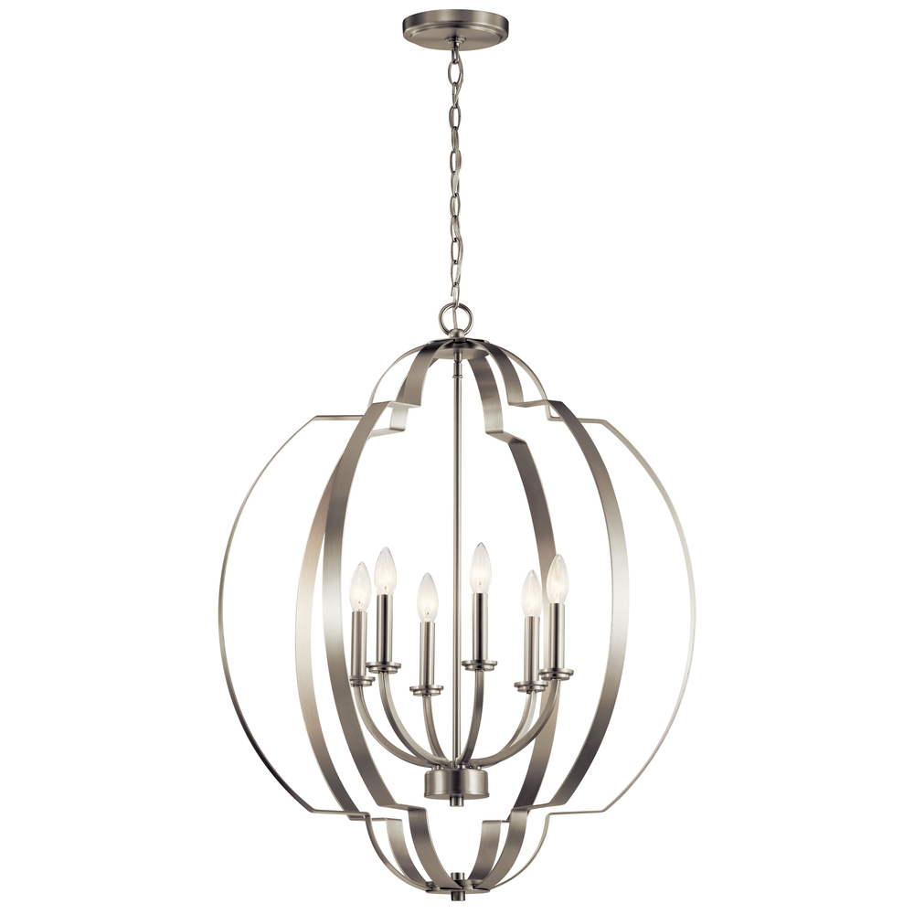 Voleta 27.75" 6 Light Foyer Chandelier Brushed Nickel