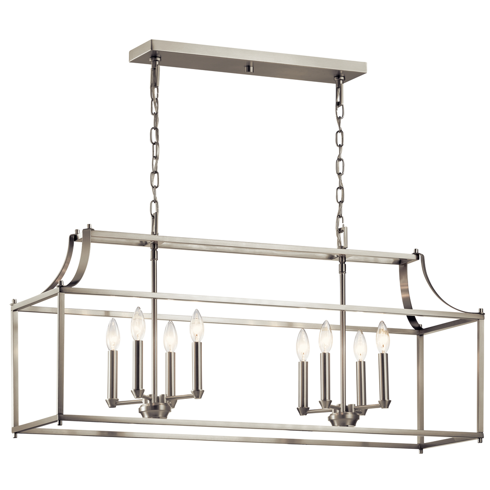Morrigan 40" 8 Light Linear Chandelier Brushed Nickel