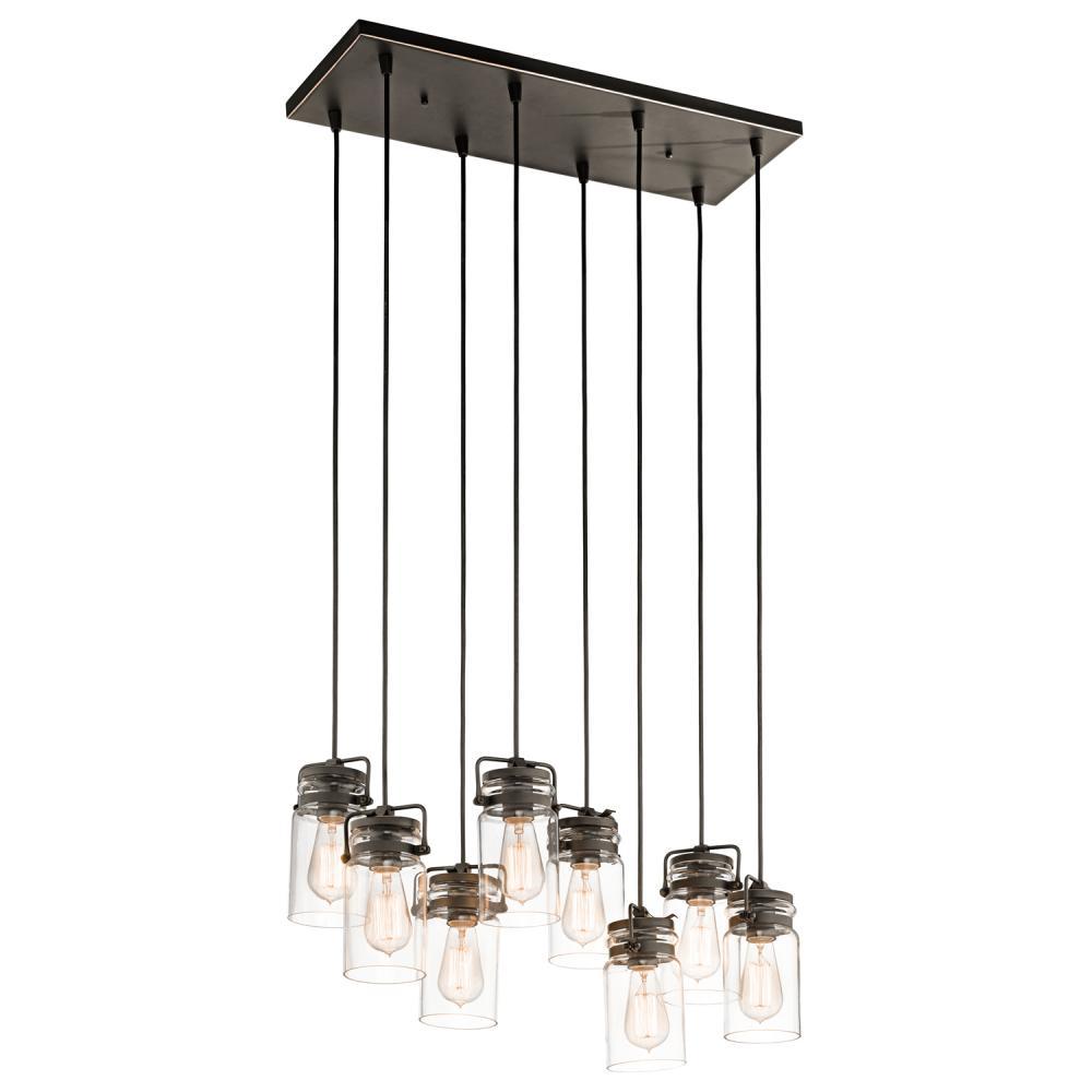 Brinley 25.5" 8 Light Linear Chandelier with Clear Glass Olde Bronze