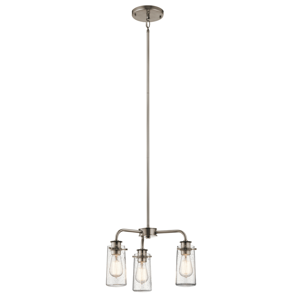 Braelyn 11.25" 3 LT Mini Convertible Chandelier or Semi Flush with Clear Seeded Glass Classic Pe
