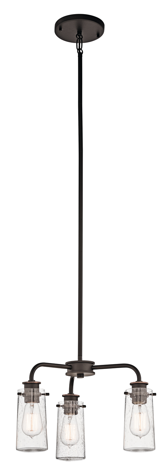 Braelyn 11.25" 3 LT Mini Convertible Chandelier or Semi Flush with Clear Seeded Glass Olde Bronz