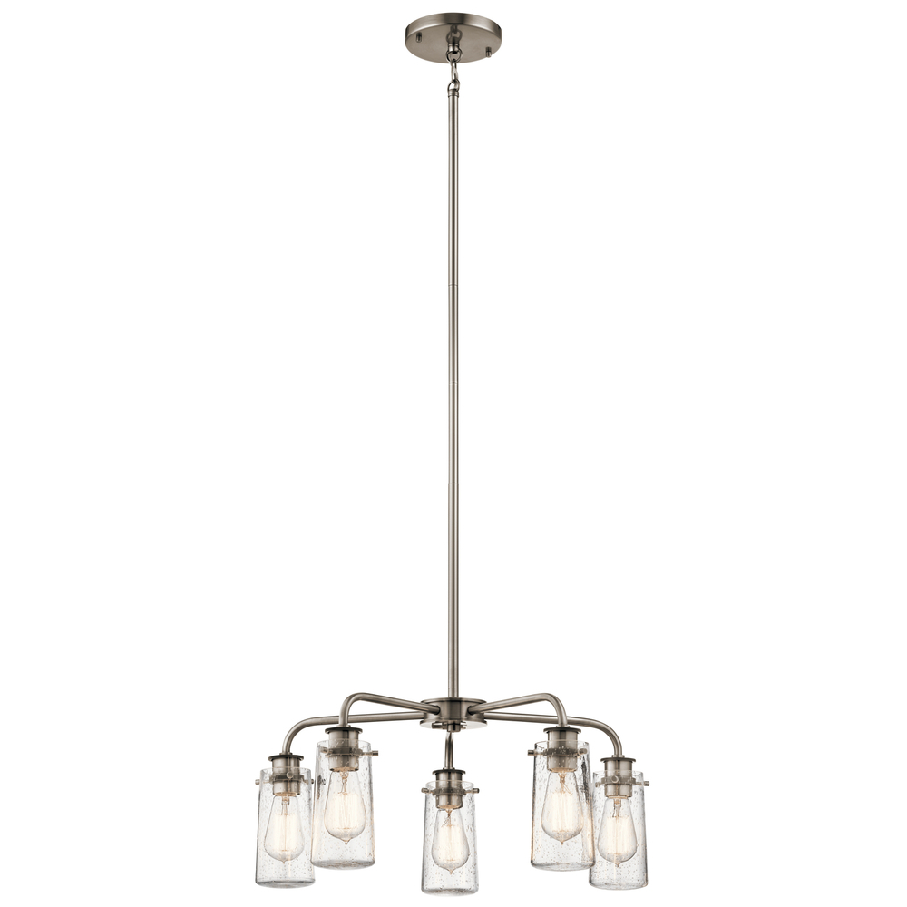 Braelyn 11.25" 5 Light Chandelier with Clear Seeded Glass Classic Pewter