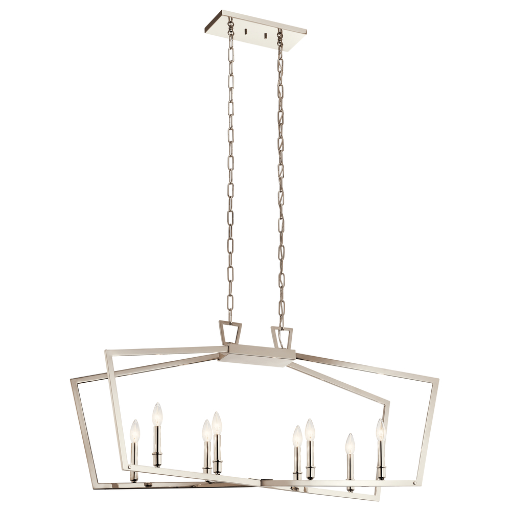 Abbotswell 8 Light Linear Chandelier Polished Nickel