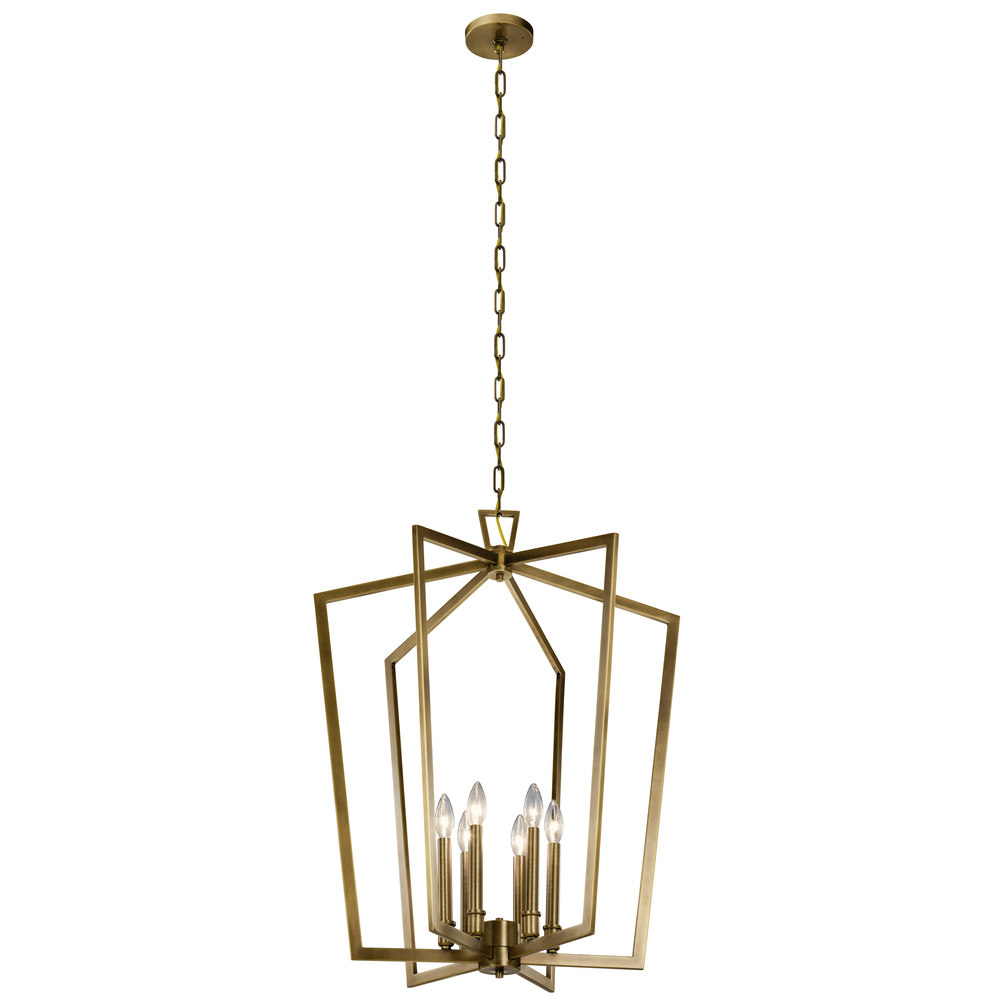 Abbotswell 32.25" 6 Light Foyer Pendant Natural Brass