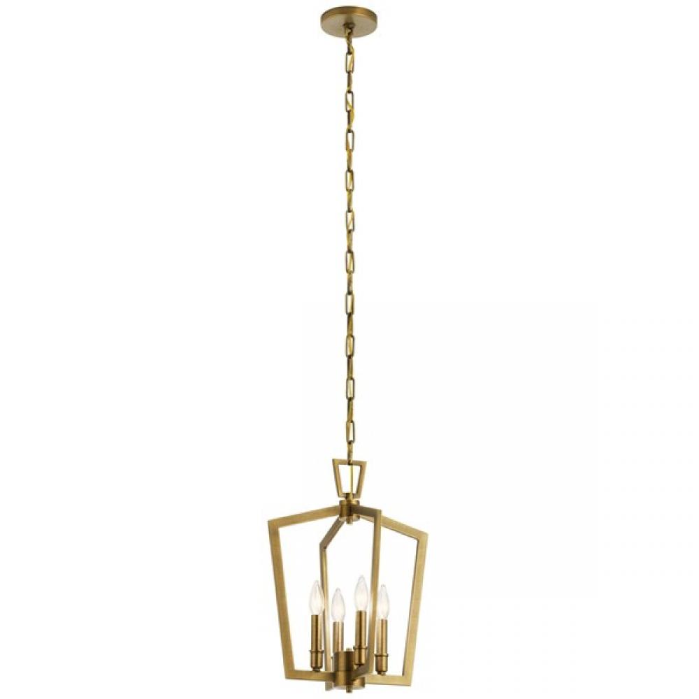 Abbotswell 19 inch 4 Light Pendant in Natural Brass