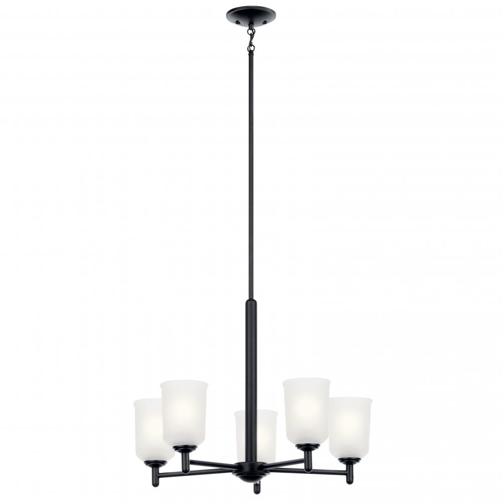 Shailene 18.25" 5 Light Chandelier with Satin Etched Glass in Brushed Nickel
