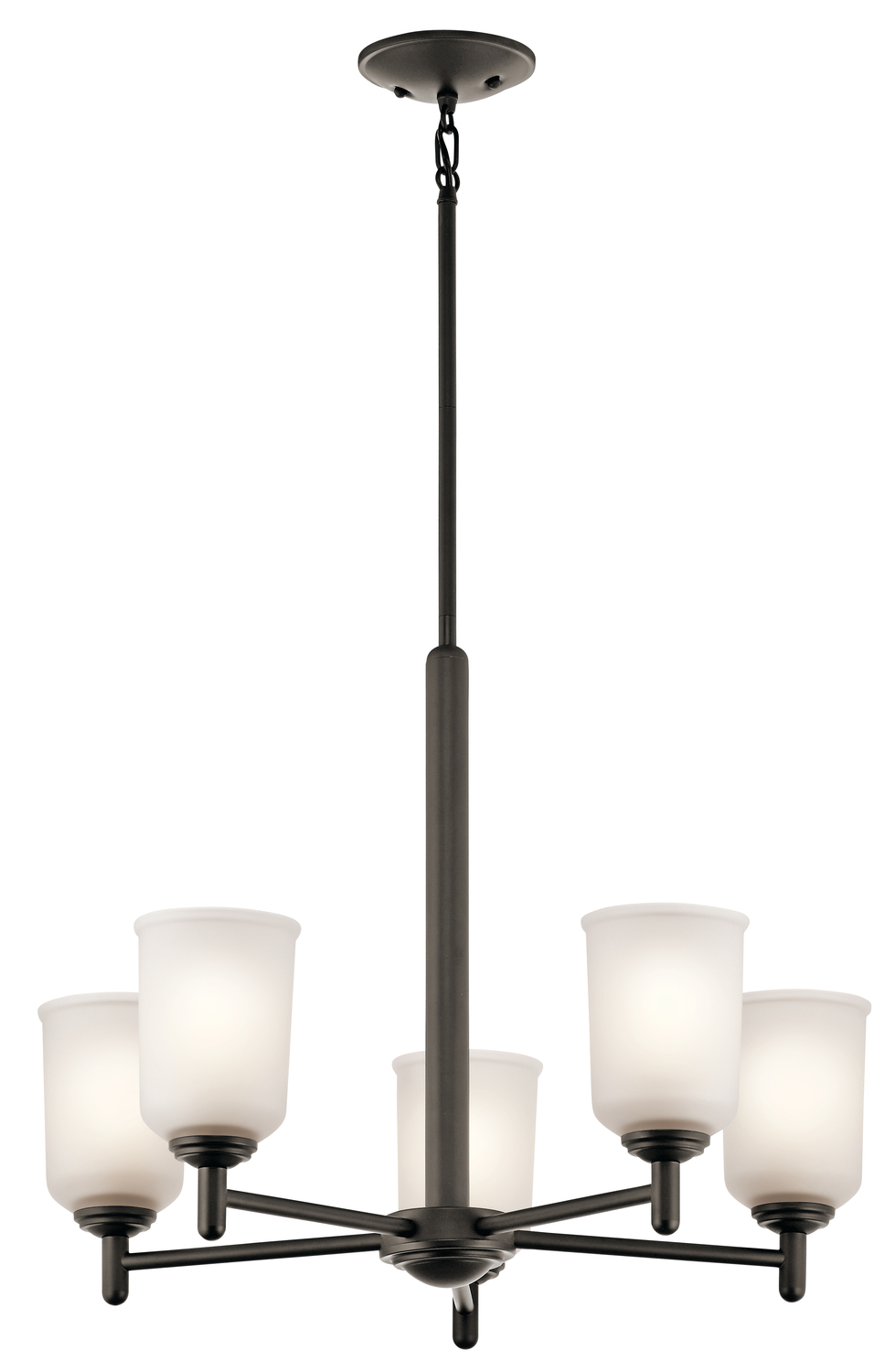 Shailene 18.25" 5 Light Chandelier with Satin Etched Glass in Olde Bronze