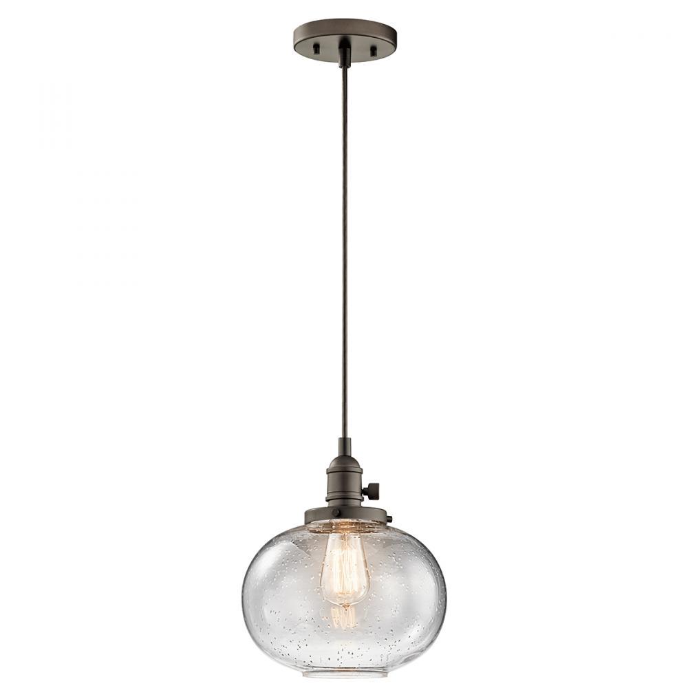 Avery 9.75" 1 Light Mini Pendant with Clear Seeded Glass in Olde Bronze