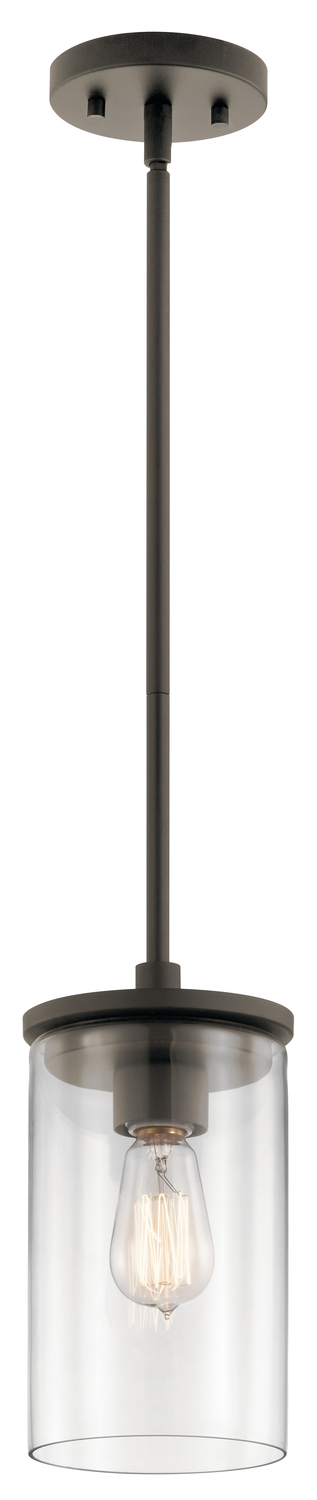 Crosby 10.75" 1 Light Mini Pendant with Clear Glass Olde Bronze