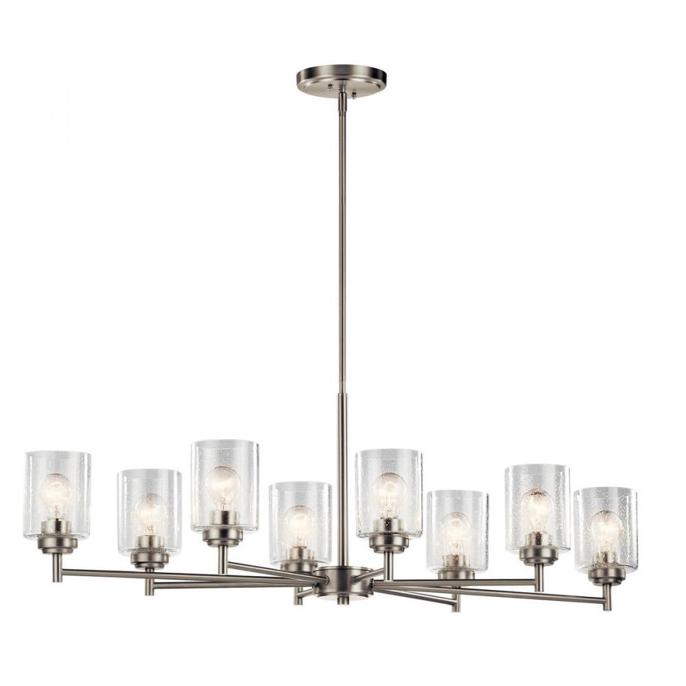 Winslow 14.75" 8 Light Oval Chandelier with Clear Seeded Glass in Brushed Nickel