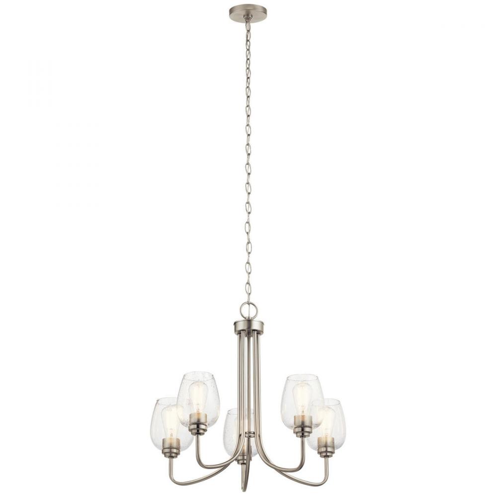 Valserrano 5 Light Chandelier Seeded Glass Brushed Nickel