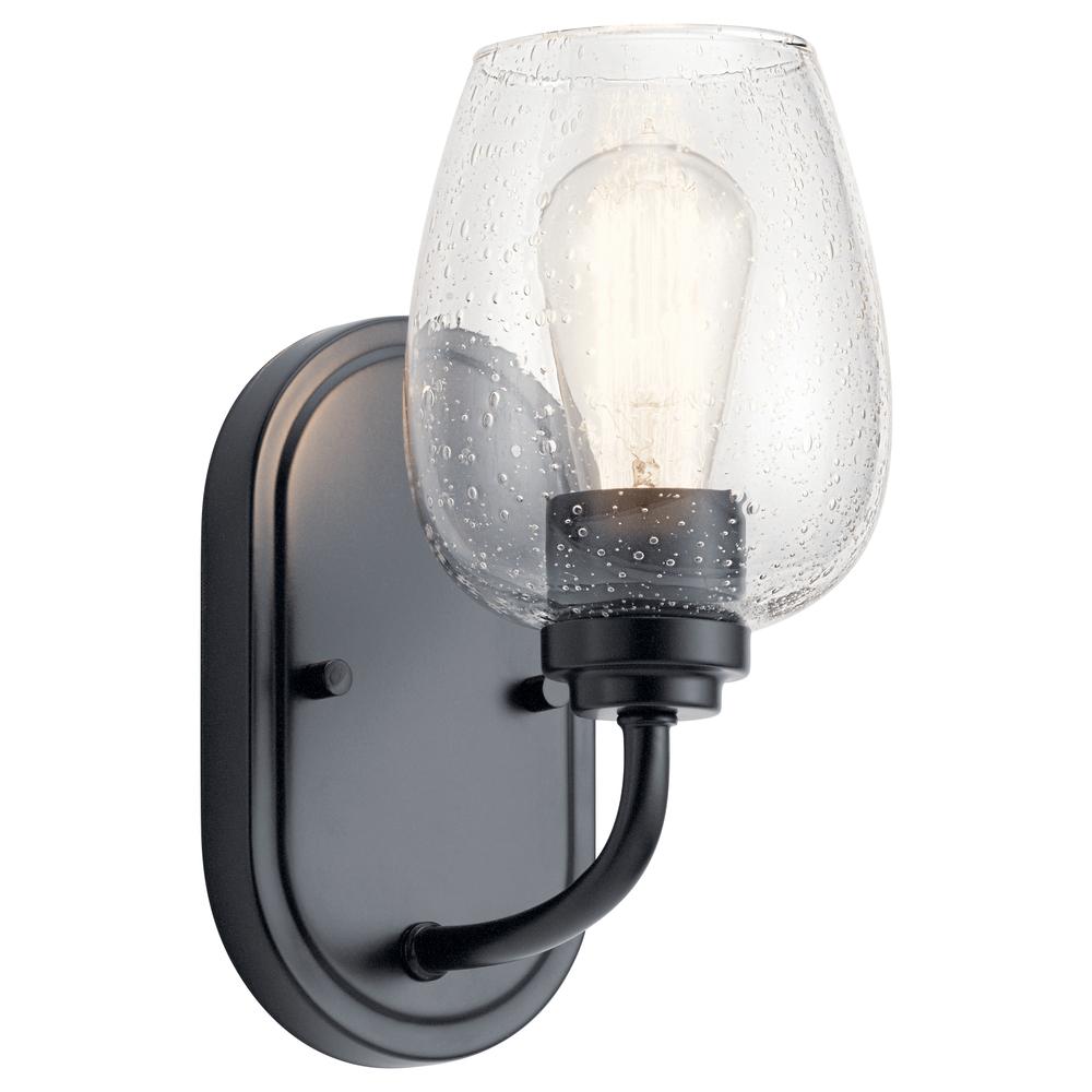Valserrano 10 inch Wall Sconce 1 Light with Clear Seeded Glass in Black