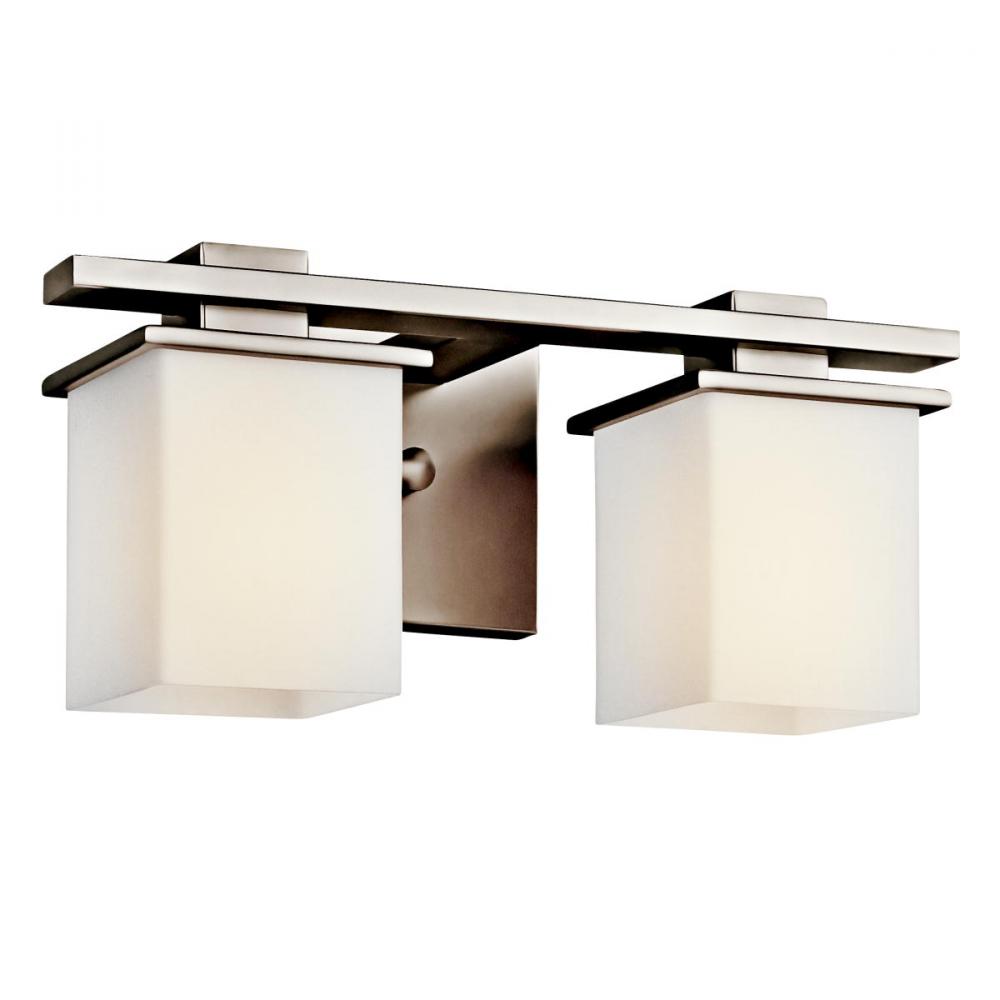 Tully 15" 2 Light Vanity Light with Satin Etched Cased Opal Glass Antique Pewter