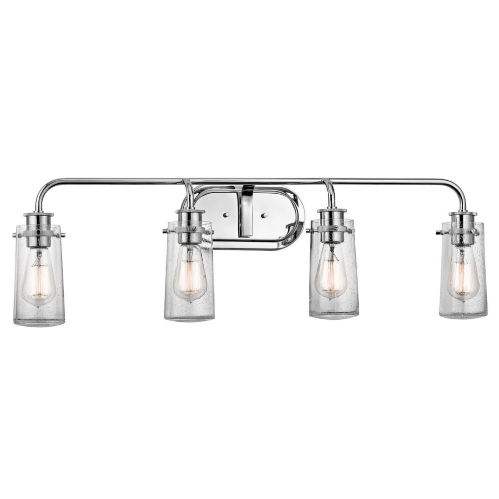 Braelyn 44" 4 Light Vanity Light with Clear Seeded Glass Chrome