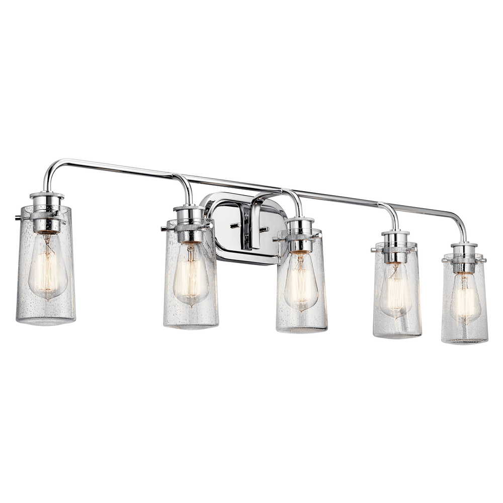 Braelyn 44" 5 Light Vanity Light with Clear Seeded Glass Chrome