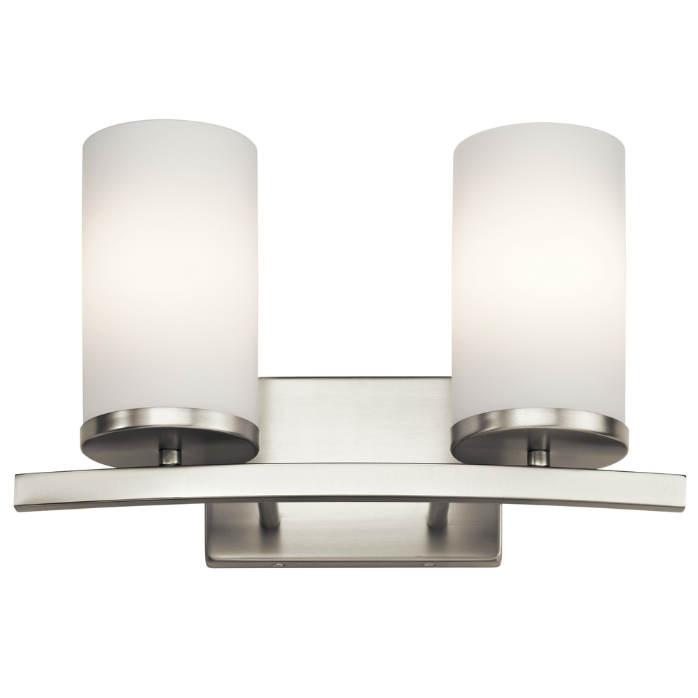 Crosby 15" 2 Light Vanity Light Satin Etched Cased Opal Brushed Nickel