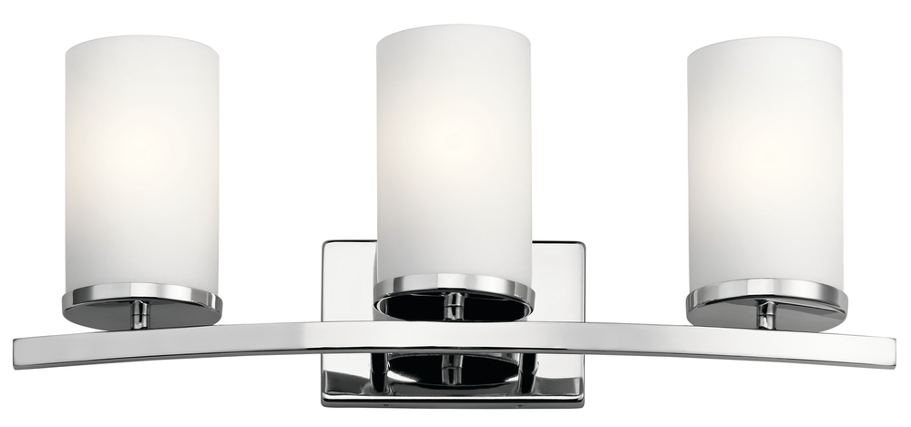 Crosby 23" 3 Light Vanity Light Satin Etched Cased Opal Chrome