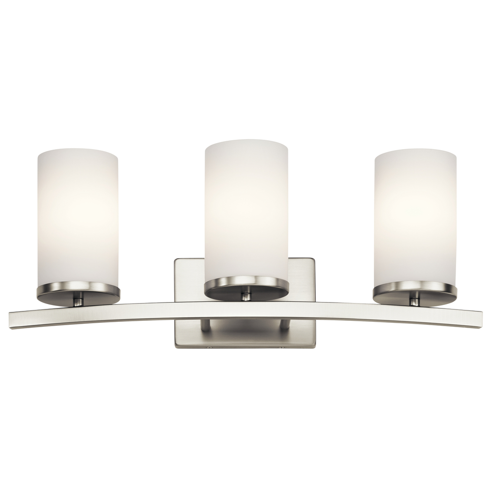 Crosby 23" 3 Light Vanity Light Satin Etched Cased Opal Brushed Nickel