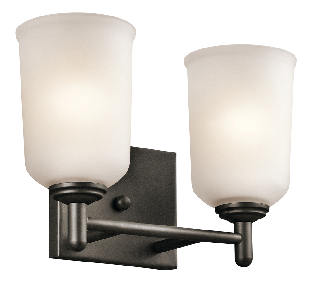 Shailene 12.5" 2 Light Vanity Light with Satin Etched Glass in Olde Bronze