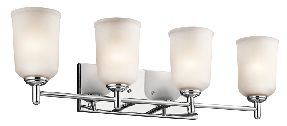 Shailene 29.5" 4 Light Vanity Light with Satin Etched Glass in Chrome