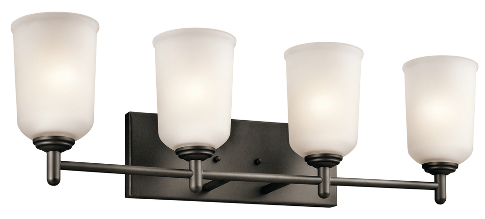 Shailene 29.5" 4 Light Vanity Light with Satin Etched Glass in Olde Bronze