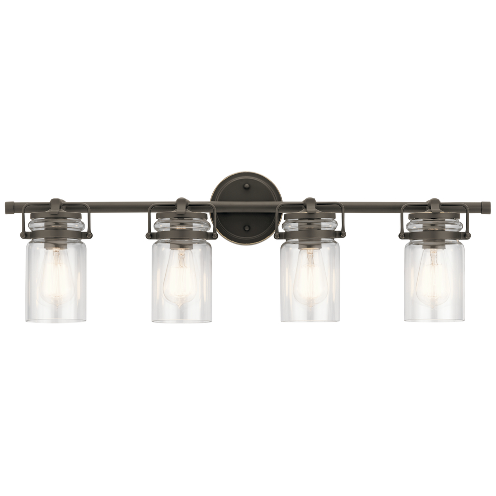 Brinley 32.25" 4 Light Vanity Light with Clear Glass in Olde Bronze