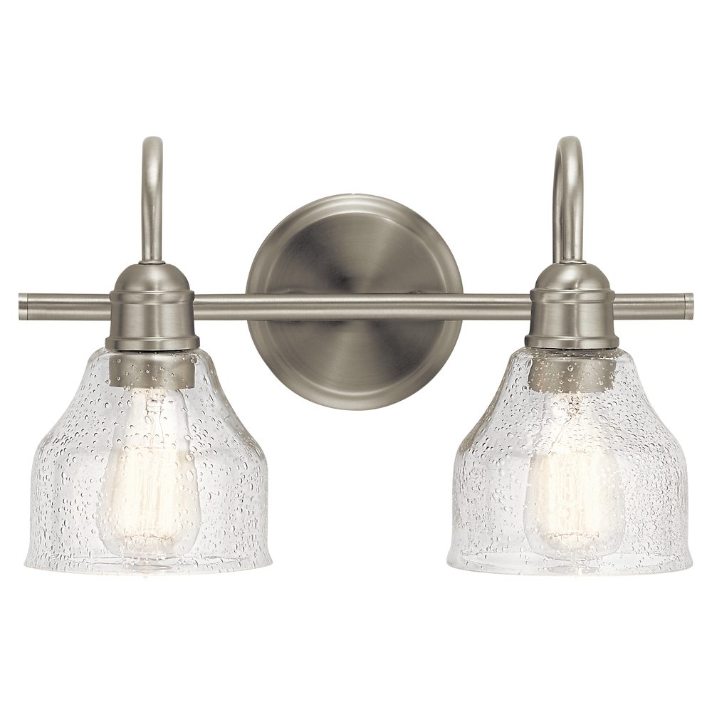 Avery 14.75" 2 Light Vanity Light with Clear Seeded Glass Brushed Nickel