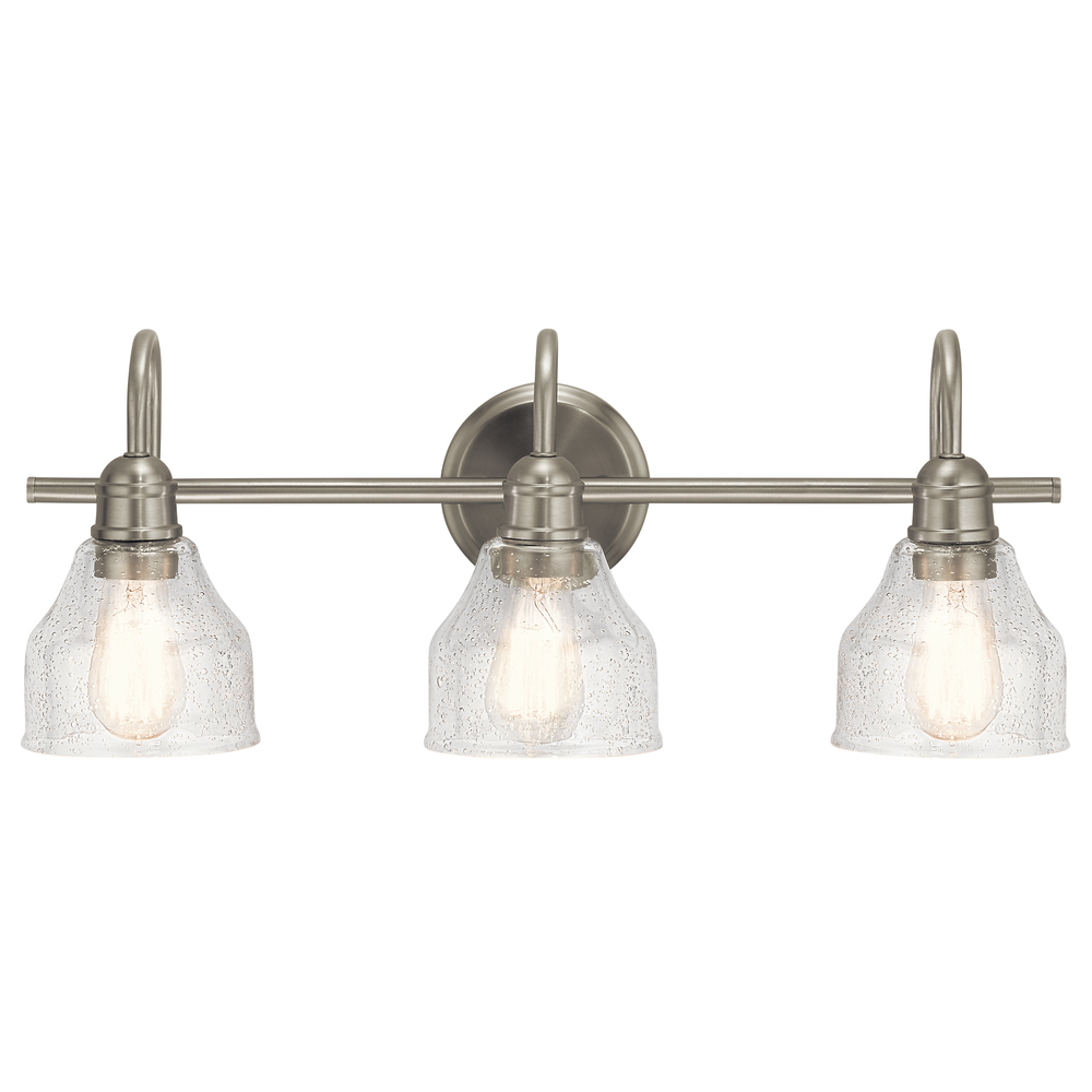 Avery 24" 3 Light Vanity Light with Clear Seeded Glass in Brushed Nickel