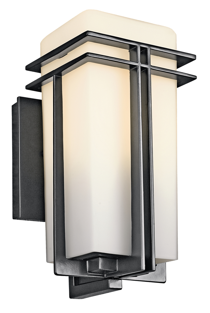 Tremillo 11.75" 1 Light Outdoor Wall Light with Satin Etched Cased Opal in Black