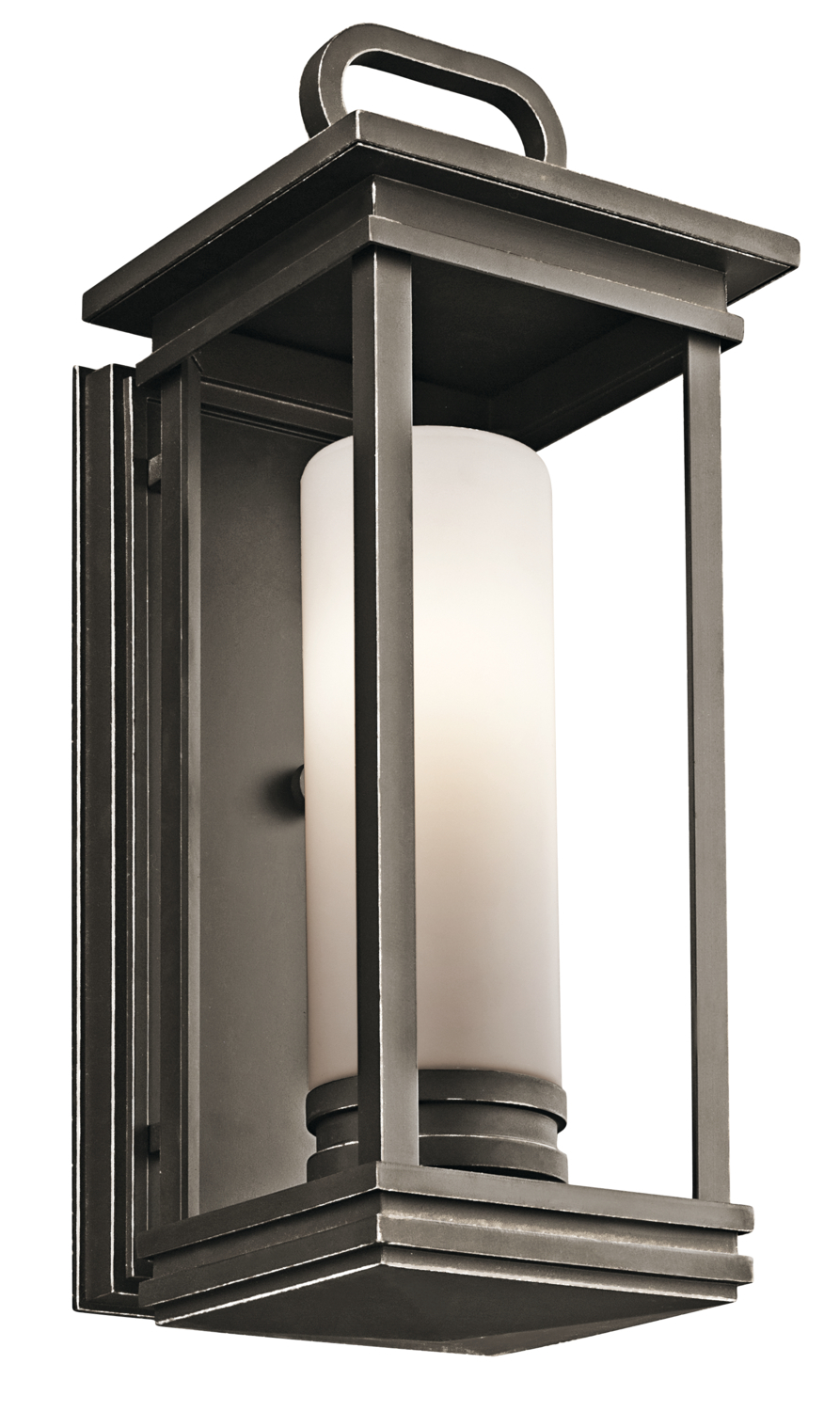 South Hope 17.75" 1 Light Outdoor Wall Light with Satin Etched Cased Opal Glass in Rubbed Bronze