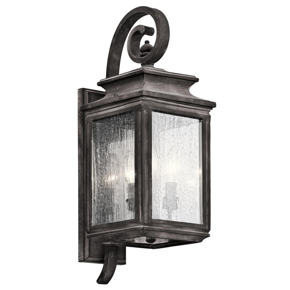 Wiscombe Park 21.75" 3 Light Outdoor Wall Light with Clear Seeded Glass in Weathered Zinc